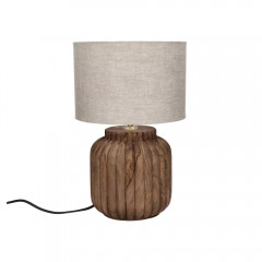 TABLE LAMP EDUSA SOLID S MANGO WOOD BROWN     - TABLE LAMPS